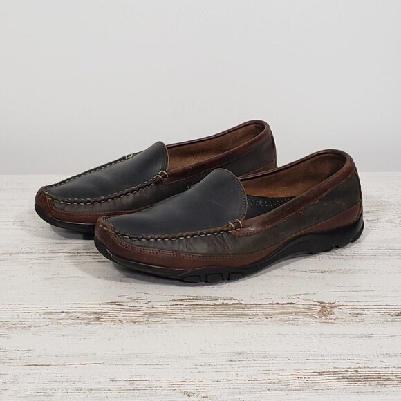 Allen Edmonds  Boulder  Brown Black Two Toned Leather Men\'s Loafer  Size 10E